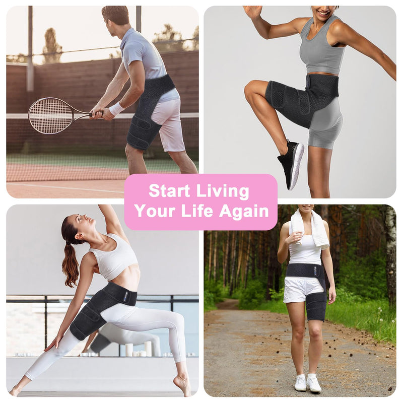 Hip Brace, Groin Wrap Hip Braces for Sciatica Pain Relief, Thigh Support for Groin, Thigh, Hamstring, Pulled Muscle Injury, Sciatic Nerve Brace For Men and Women, Pink One Size