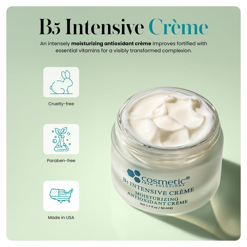 B5 Intensive Crème – Hydrating Day & Night Face Moisturizer with Hyaluronic Acid, Squalane & Vitamins B3, B5 & E – Lightweight Anti-Aging Cream for Dry, Oily & Combination Skin – 1.7 fl oz