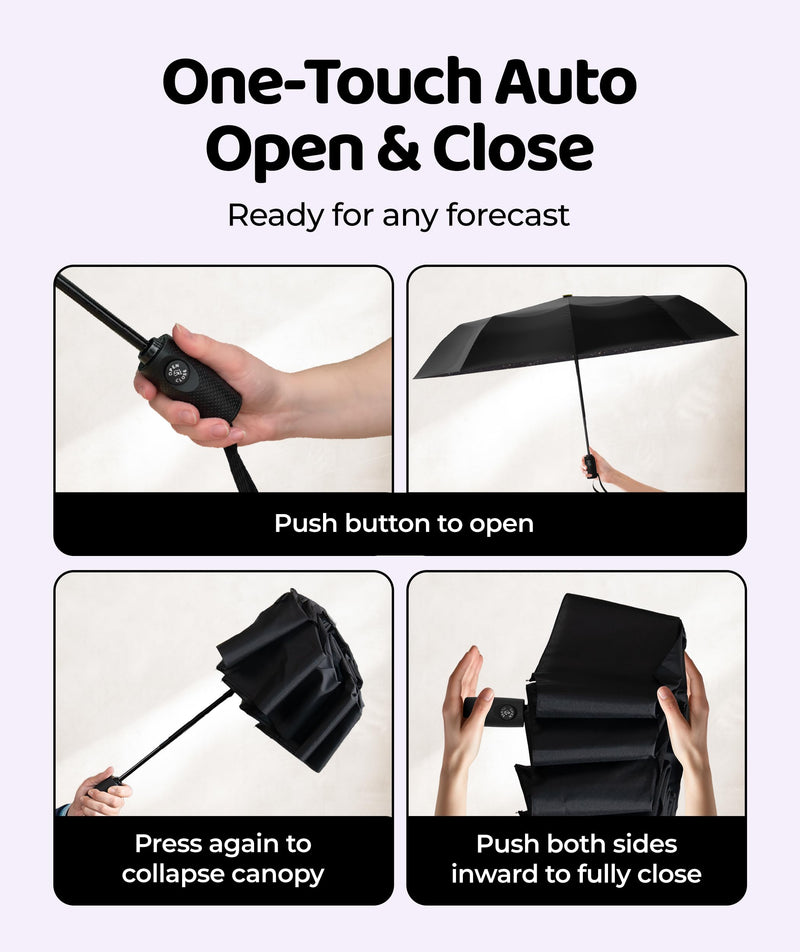 Windproof Travel Umbrella - Compact & Withstands Winds up to 100MPH, Strongest Premium Auto Folding Umbrella for Rain and Sun - Durable, Light & Portable for Women & Men, Fits Backpack & Cars Starry Night Standard