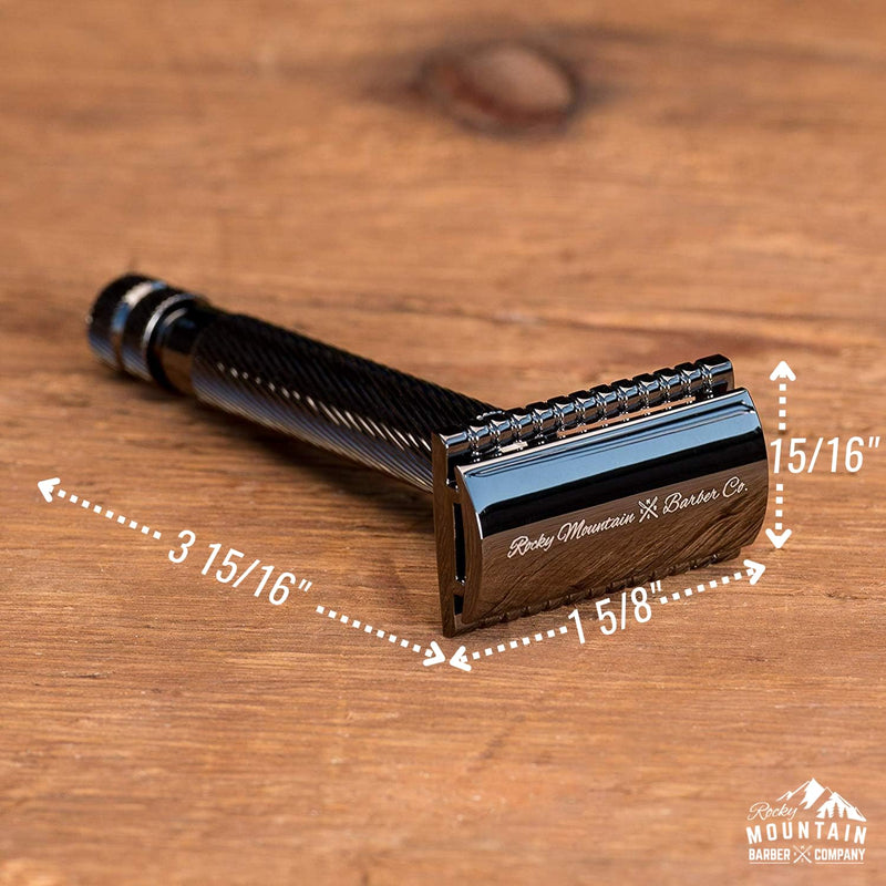 [Australia] - Men's Double Edge Safety Razor - Premium, Heavy Duty Safety Razor, 3 Piece Closed Comb Design For a Closer Shave - Made with Brass & Metal Finish by Rocky Mountain Barber Company 