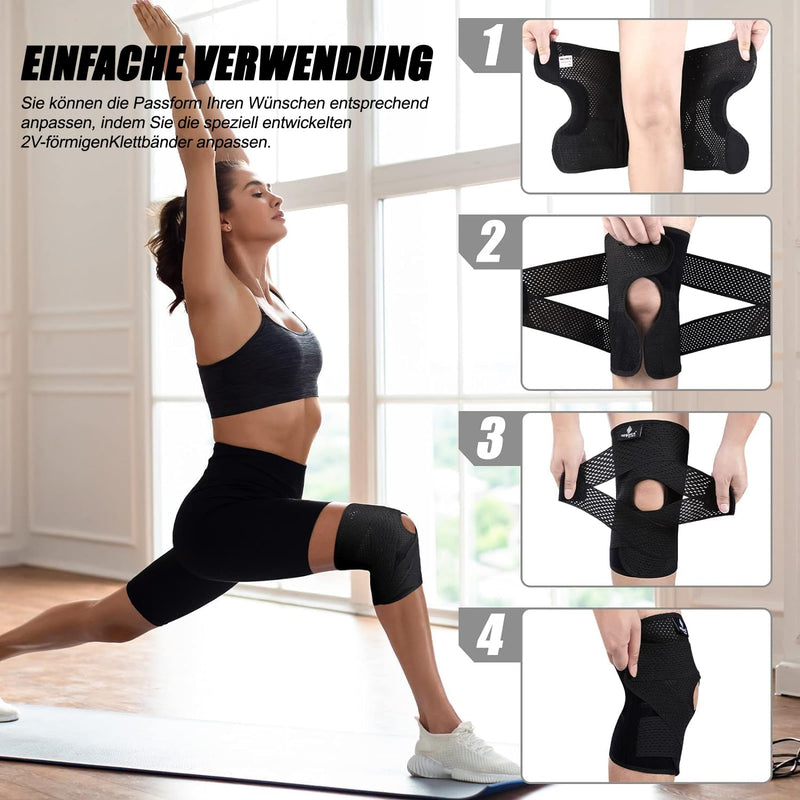 [Australia] - NEENCA Knee Support for Knee Pain, Compression Knee Brace with Air Mesh Fabric, Adjustable Knee Pack with Side Stabilizers, Ultra Soft Bandage for Meniscus Tear, ACL, Arthritis Relief Black L 