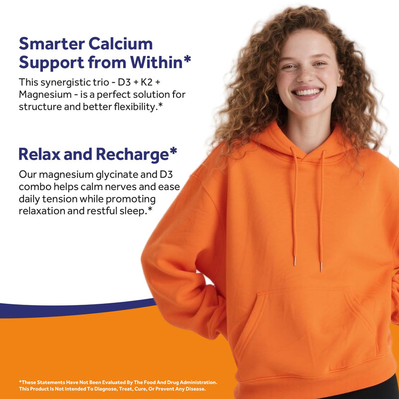 Doctor's Recipes D3+K2+Magnesium, 5000 IU D3, 50 mcg K2, Highly Bioavailable, Chelated Magnesium Glycinate, Non-GMO, No Gluten, for Structure, Immune, Mood, Relaxation Support, 60 Softgels