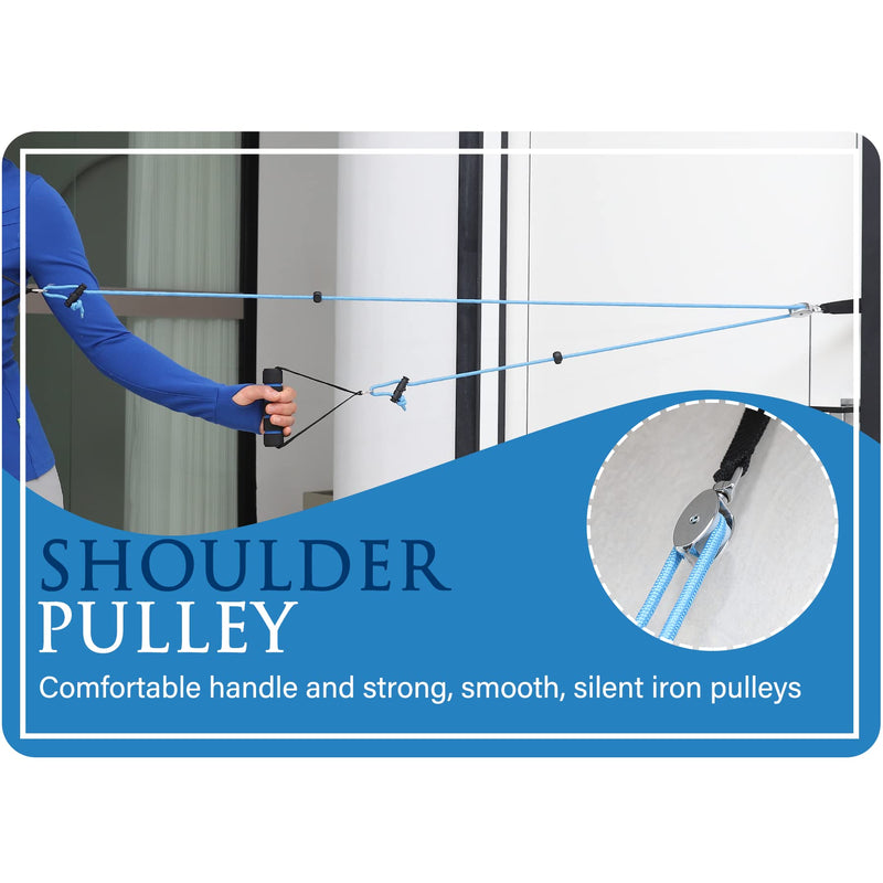 Shoulder Pulley Over The Door Physical Therapy System, Exercise Pulley for Physical Therapy, Alleviate Shoulder Pain and Facilitate Recovery from Surgery（Iron Pulley, Big Door Anchor） Blue