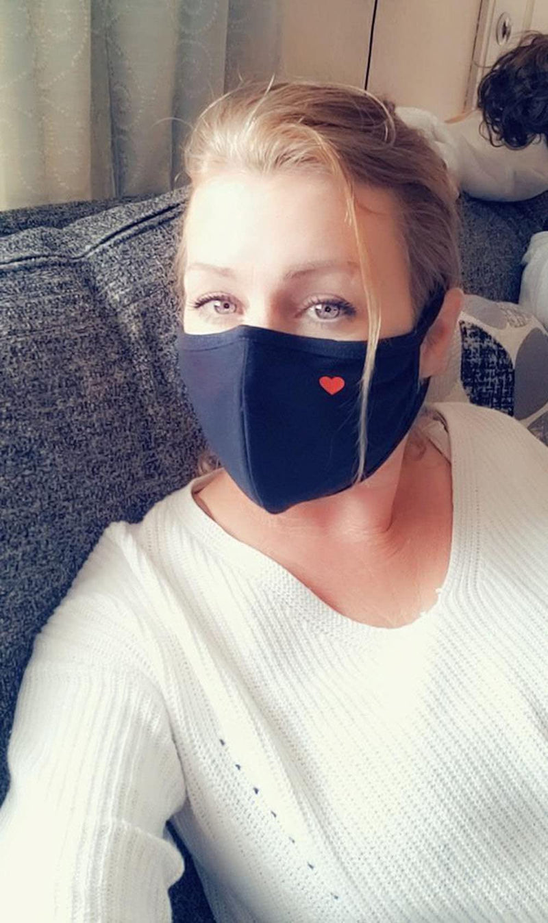 [Australia] - Fashion Cute Heart Face Protection with Adjustable Nose Bridge - Mothers Day Gifts, Gifts for Women, Unisex Cotton Cloth Heart Masks, Washable Reusable Warm for Outdoor Activities Pack of 3 