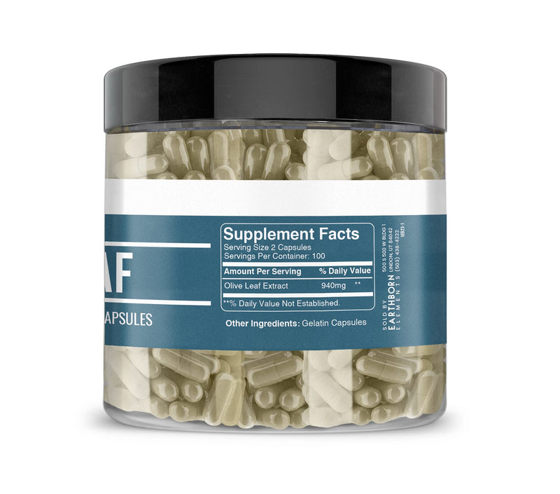 [Australia] - Earthborn Elements Olive Leaf Extract 200 Capsules, Pure & Undiluted, No Additives 200 Count (Pack of 1) 