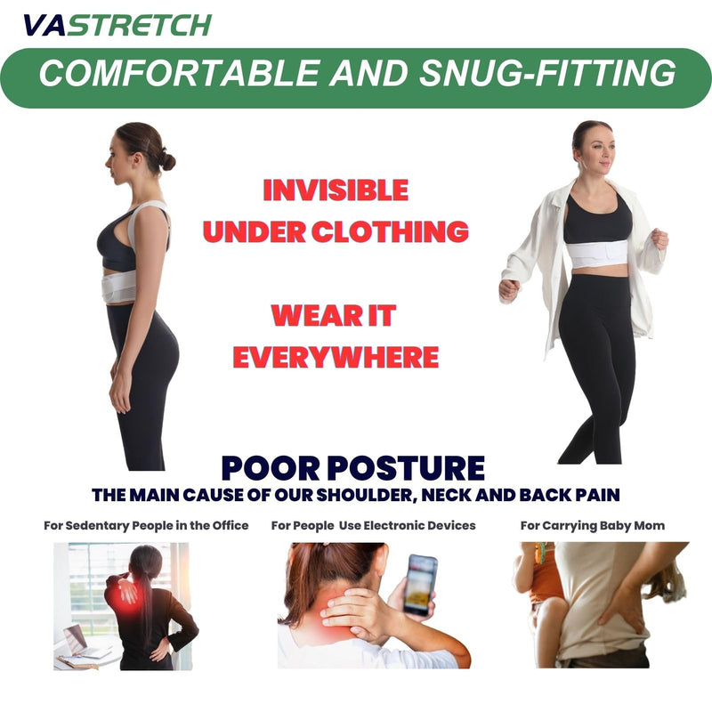Posture Corrector for Women,Upper Back Pain Support,Slim & Adjustable Shoulder Brace - Back Brace for Back Pain Relief,Chest Pain Relief,White,Small