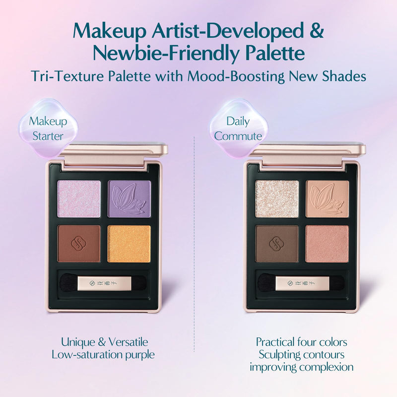 [Australia] - FLORASIS Butterfly Glitter Quad Eyeshadow Palette (02 Peach Haze, 1 Count) 02 Peach Haze 1 Count (Pack of 1) 