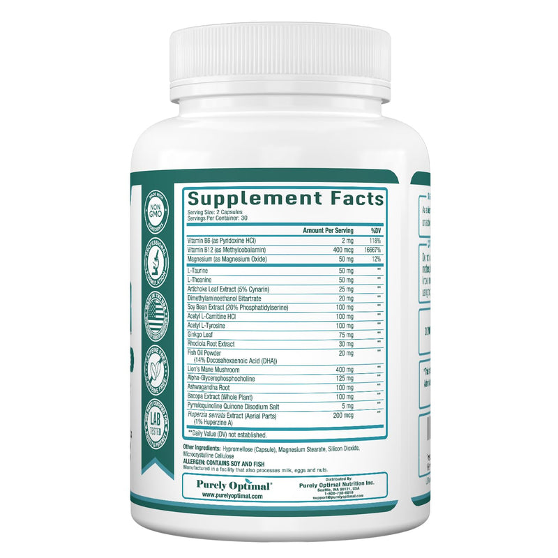 [Australia] - Premium Brain Supplement - Nootropic Brain Booster for Focus, Clarity, Improved Memory, Concentration & Better Mood - w/ Alpha-GPC, Lion’s Mane, Ginkgo Biloba & Bacopa Monnieri - 60 Caps 