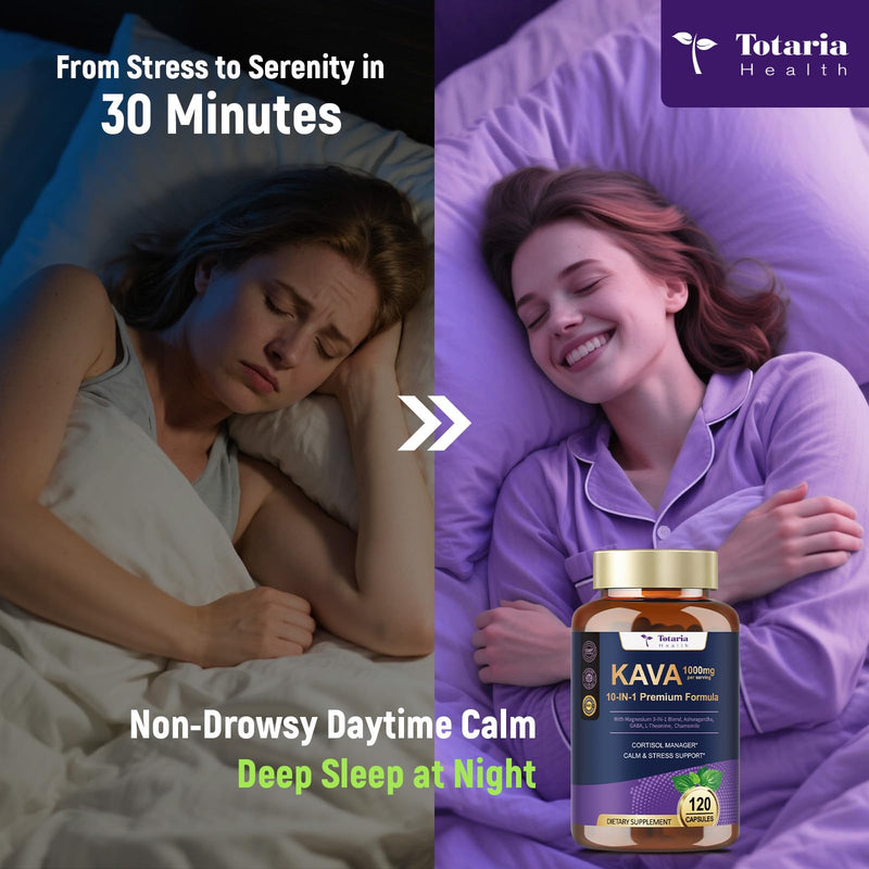 [Australia] - Kava Kava Root Extract 1000mg with Magnesium - 50% Kavalactones, L Theanine, Ashwagandha Herbal Blend for Balanced Mood, Relax Calming, Sleep, Mood, Cognitive & Immune Support - 120 Veg Capsules 