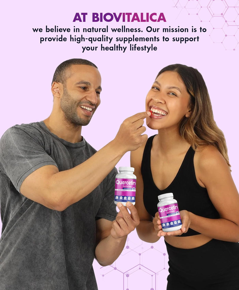 [Australia] - Quercetin Gummies by BioVitalica - Quercetin with Bromelain Vitamin C and Zinc & Elderberry + Vitamin D3-5 in 1 Immune Support - Zinc Quercetin 750 mg for Kids and Adults (1) 60 Count (Pack of 1) 