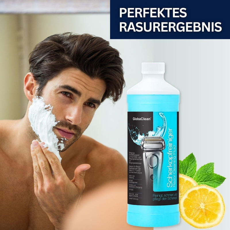 [Australia] - GlobaClean shaving head cleaner refill liquid - compatible with Braun Clean & Renew cleaning cartridges - Braun cleaning cartridges Series 9 - shaving head cleaner for Braun cleaning cartridge 2x 1L 1 l (pack of 2) 