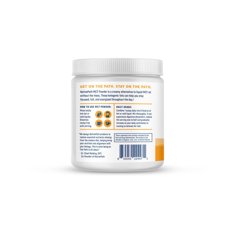 [Australia] - NativePath MCT Oil Powder Supplement - Unflavored MCT Powder with Keto-Friendly C8 MCTs. Free of Dairy, Gluten and GMOs, 25 Servings 