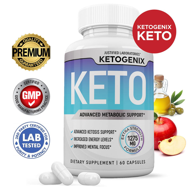 [Australia] - Ketogenix Keto Pills 1275MG New & Improved Formula Contains Apple Cider Vinegar Extra Virgin Olive Oil Powder Green Tea Leaf 60 Capsules 60 Count (Pack of 1) 