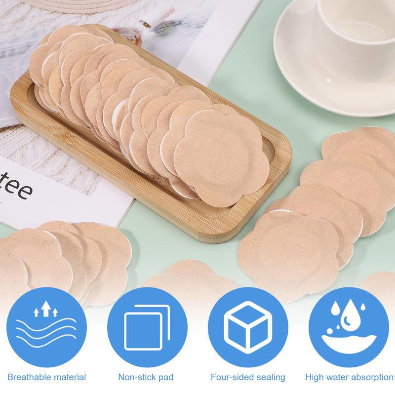 [Australia] - 60 Pcs Plum Blossom Castor Oil Pack Wrap for Belly Button, Self-Adhesive Disposable Spunlace Cloth Castor Oil Belly Button Patch with Cotton, Oils Not Included (Skin Color) 