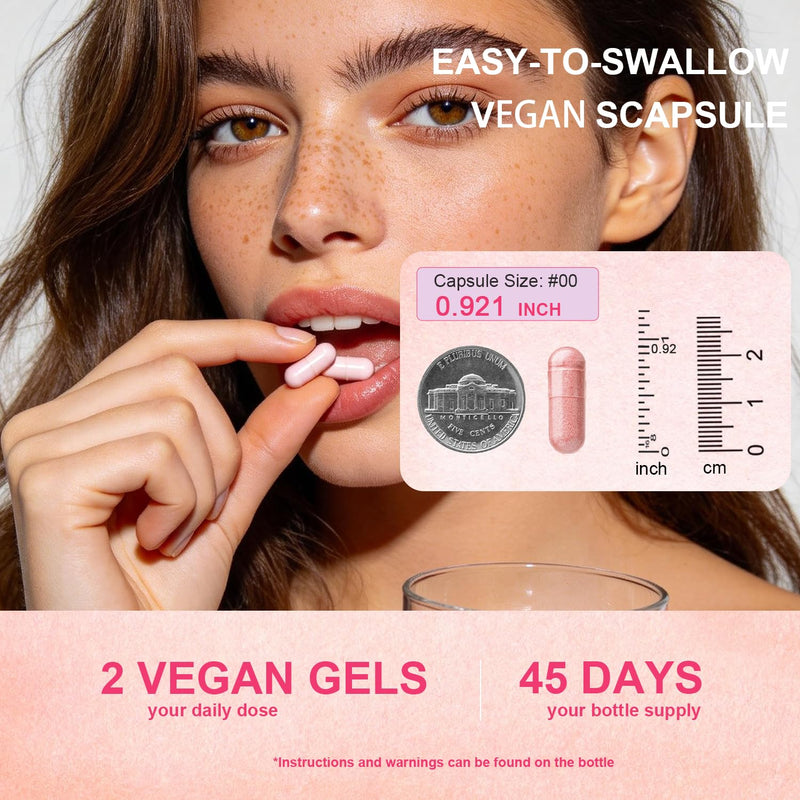 Vegan Collagen Booster with Biotin 10,000 mcg, Hyaluronic Acid, Bamboo Silica, Vitamin C & Zinc, Plant Based Hair Skin & Nails Support for Women & Men, 90 Vegan Capsules Fruit 90 Count (Pack of 1)