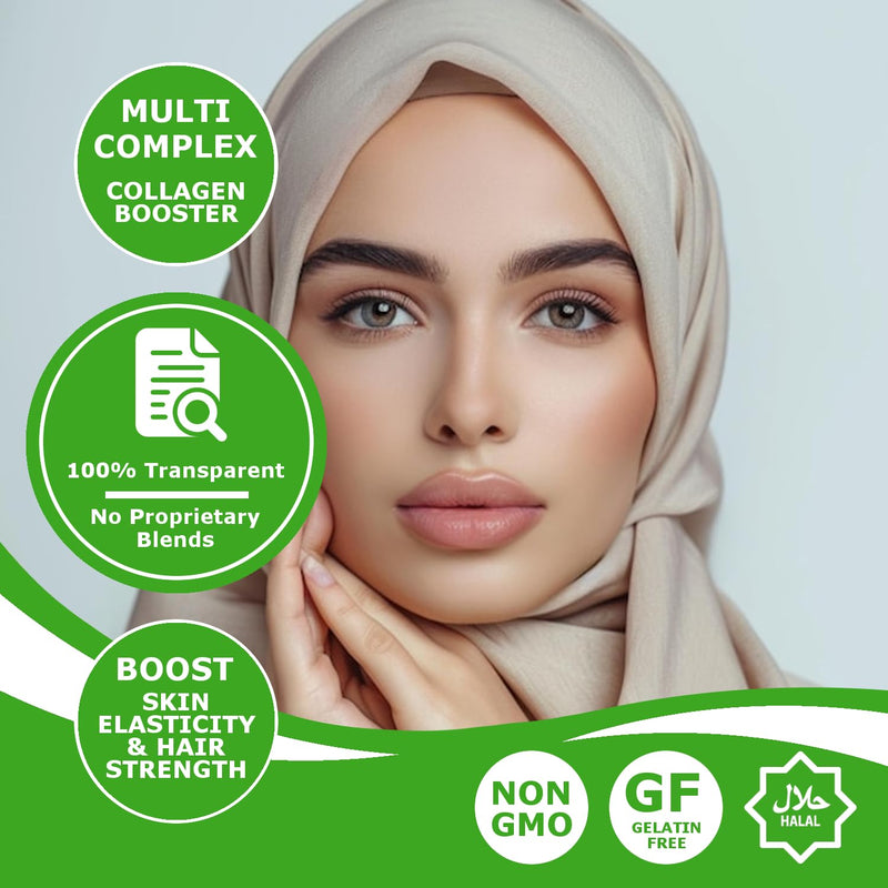 RejuvaPro Collagen Booster Supplement, Multi-Nutrient Vegan Collagen for Women & Men, for Skin, Hair & Nails, Halal & Suitable for Vegetarians, 1 Month Supply, 60 Capsules, DeenVida Nutrition