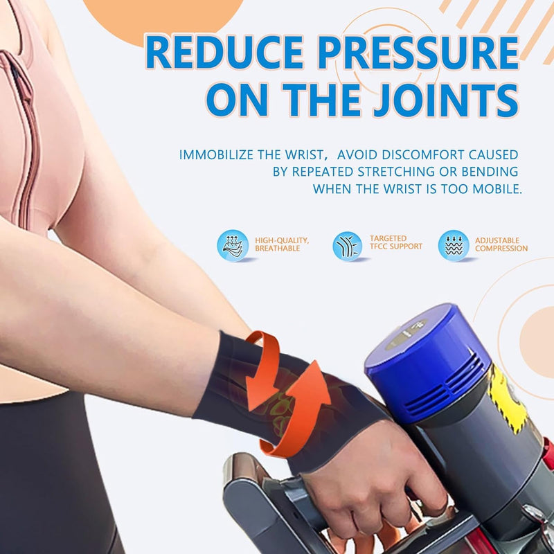 [Australia] - Wrist Brace Ulnar Wrist Brace Ultra-Thin Elastic for TFCC Tear,Wrist wraps Repetitive Wrist Use Injury,Support for Carpal Tunnel Pain & Tendonitis Relief,Fits Both Wrists One Size Black 
