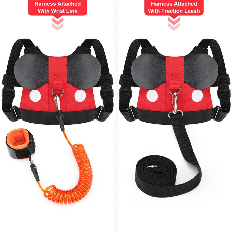 [Australia] - Accmor Toddler Leash Harness, Child Harness Baby Leash + Anti-Lost Wrist Link, Cute Kids Harness with Walking Assistant Strap Belt Tether for 1-5 Years Boys and Girls to Zoo or Mall Red/Boys,Orange Wrist Link 