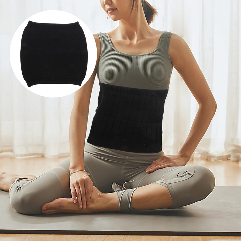 Gatuida Cashmere Waist Warmer,Wool Warming Belt Elastic Lower Waist Support Abdominal Protector Stomach Binder Waist Support Protector Belt Black