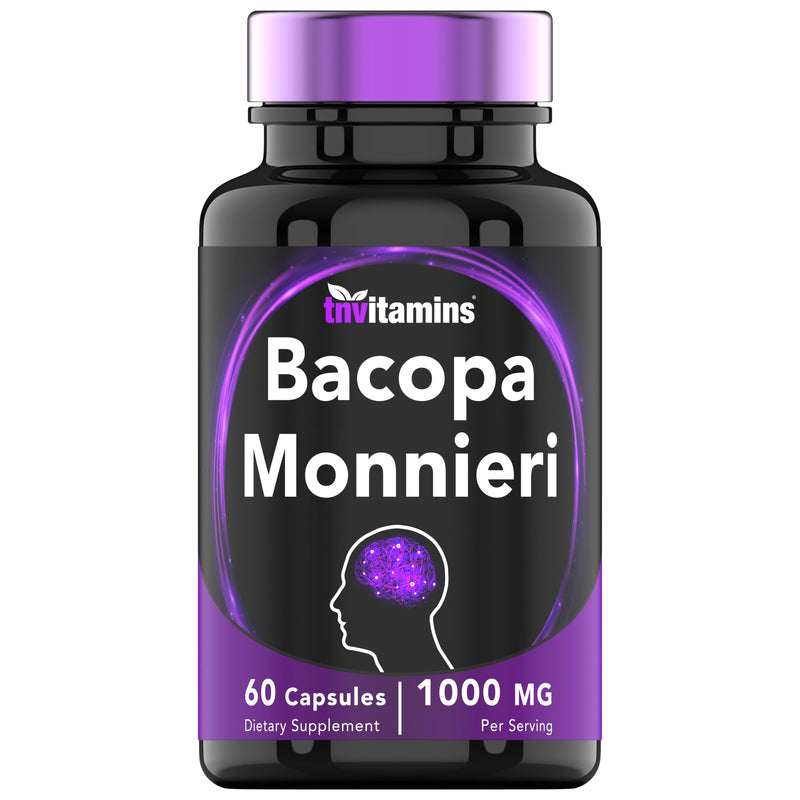 [Australia] - Bacopa Monnieri Capsules 1000 MG (60 Capsules) | Nootropic Brain Support Supplement* | Bacopa Leaf Extract Powder Pills 