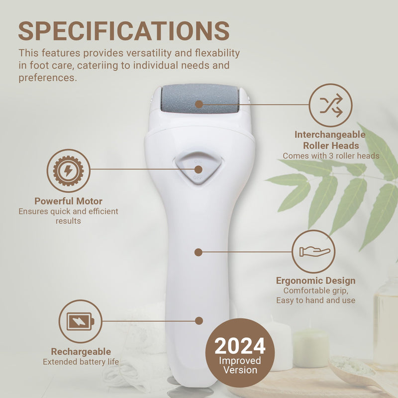 [Australia] - Electric Callus Remover for Foot, Electric Foot Scrubber Dead Skin Remover for Foot Care with 3 Rollers, Waterproof 60mAh Rechargeable Foot Callus Remover for Hard Cracked Dry Dead Skin 