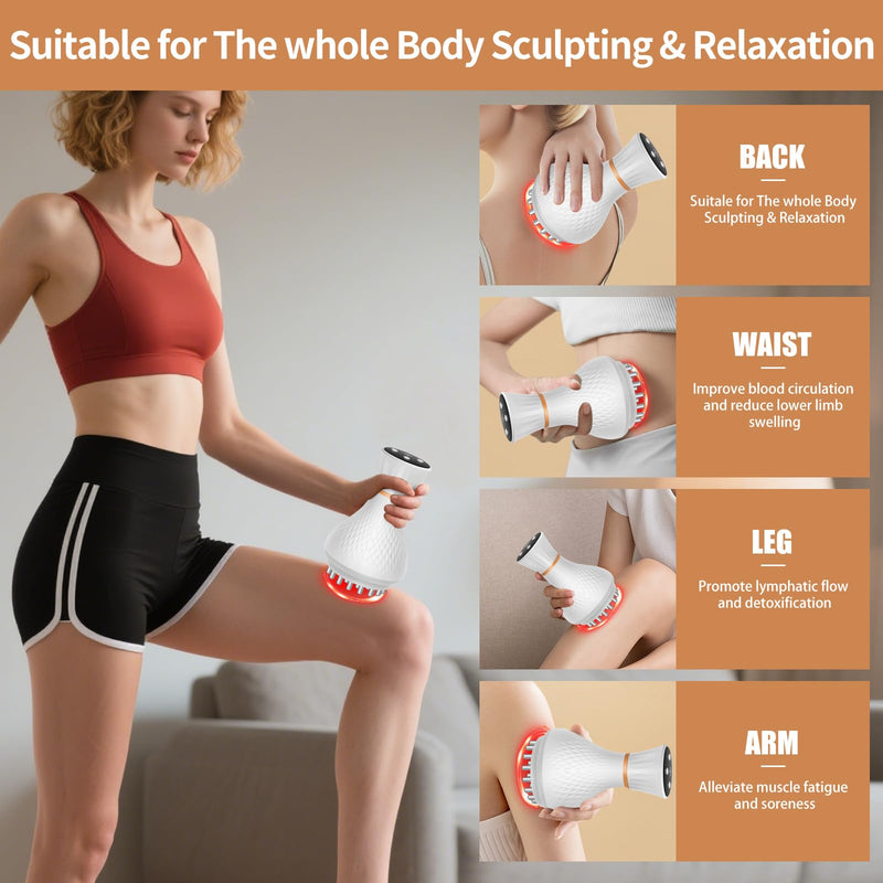 [Australia] - Lymphatic Drainage Massager – Portable Cellulite Massage Tool with 19 Intensity Levels for Relaxing Neck, Legs, Arms & Belly 