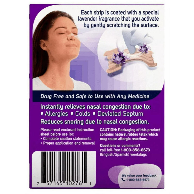 [Australia] - Breathe Right Calming Lavender Scented Drug-Free Nasal Strips for Nasal Congestion Relief 26 count - Pack of 2 