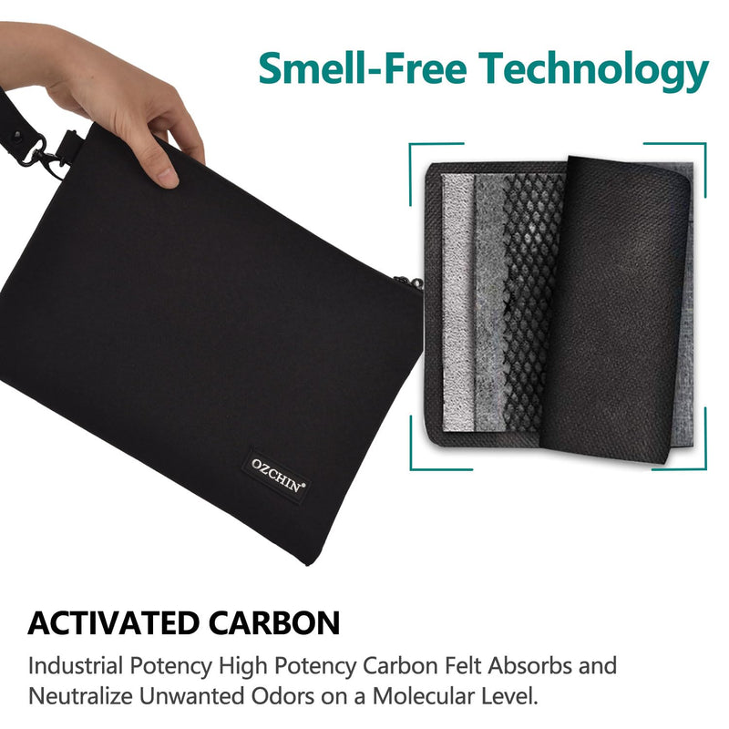 [Australia] - OZCHIN Smell Proof Bag with Combination Lock Smell Proof Bags Carbon Lining Tobacco Pouches 11 x 8 inch Durable Organizer Odorless Medicine Bag Lockable Odors Bag(Black) Black 