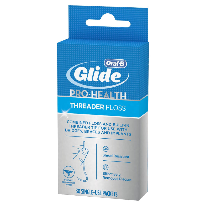 Glide Threader Floss, 30-Count Boxes of Single-Use Packets (Pack of 4) 30 Count (Pack of 4)