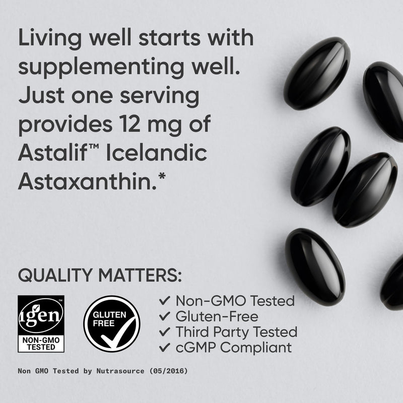 Sports Research® Icelandic Astaxanthin 12mg w/Coconut Oil, 60 Softgels | Triple Strength Antioxidant Supplement for Skin & Eye Health Support* | Soy-Free, Non-GMO, Gluten-Free