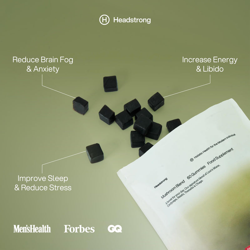 Headstrong Mushroom Gummies, 90% Active Compound Yield, Ultrasonic Triple Extract, Lions Mane, Reishi, Cordyceps, Tremella, Chaga - 2500mg Mushroom Extract, 60 High Strength Mushroom Gummies