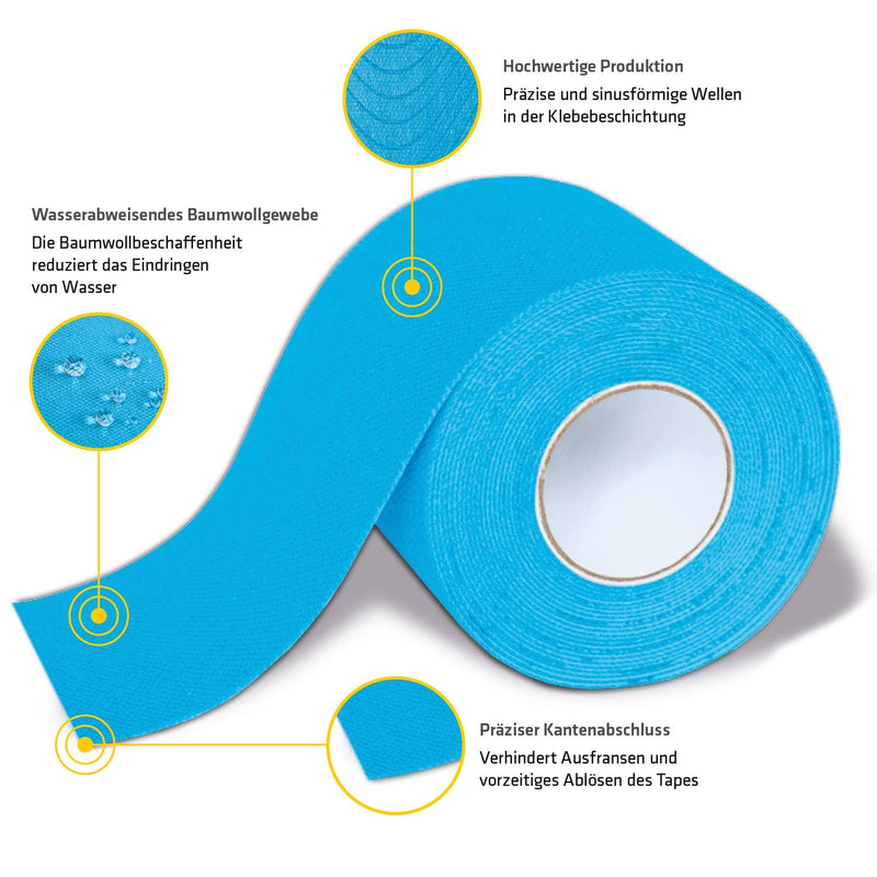 [Australia] - K-Active Tape Classic | Kinesio tapes super skin-friendly | waterproof | Kinesiology tape for sports & therapy, extra long hold | [5cmx5m] blue 