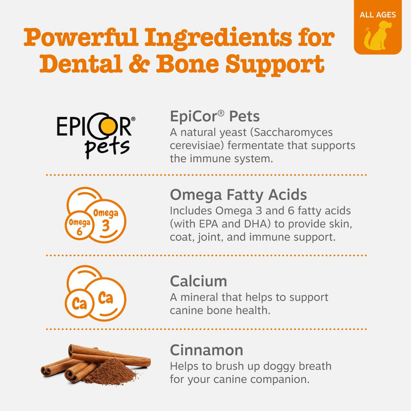 Zesty Paws Dental Bones - Fights Tartar & Plaque - Gum, Teeth & Bone Health - Cinnamon for Dog Breath - Immune, Joint, Gut, Skin & Coat Support - Omega 3 EPA & DHA and Calcium - Small Dogs - 28 ct… Small Bones 0.3 Ounce (Pack of 28) - PawsPlanet Australia