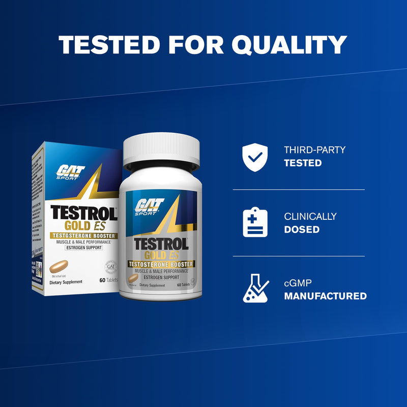 GAT SPORT TESTROL Gold ES, 60 Tablets (30 Servings) | Men's Health Supplement, Supports Hormone Balance between Estrogen & Testosterone*