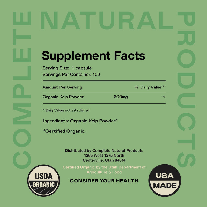 [Australia] - Raw Sea Kelp Powder Supplement - 600mg Capsules 100 Pills Powdered Raw Seaweed & Thyroid Support Supplement 