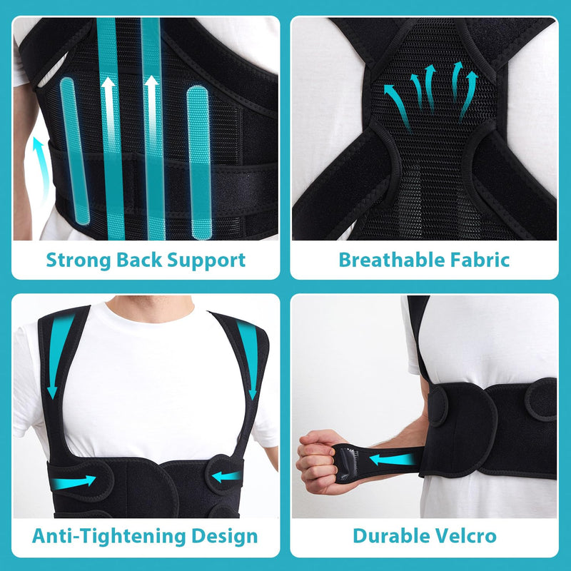 [Australia] - KD Back Brace Posture Corrector - Full Support for Women and Men - Straighten Shoulders, Relieve Upper and Lower Back Pain - Ideal for Scoliosis, Hunchback, Hump, Thoracic Issues (X-Large) X-Large 