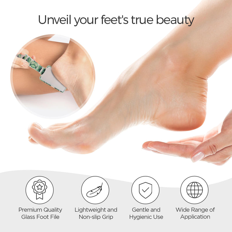 Pop Sonic Nano Glass Foot File (1 Unit) | Foot Callous Removal for Smooth, Soft Feet | Foot Scraper for Dead Skin Remover | Perfect Pedicure Tools at Home or Salon Use (Tropical Palm) Tropical Palm