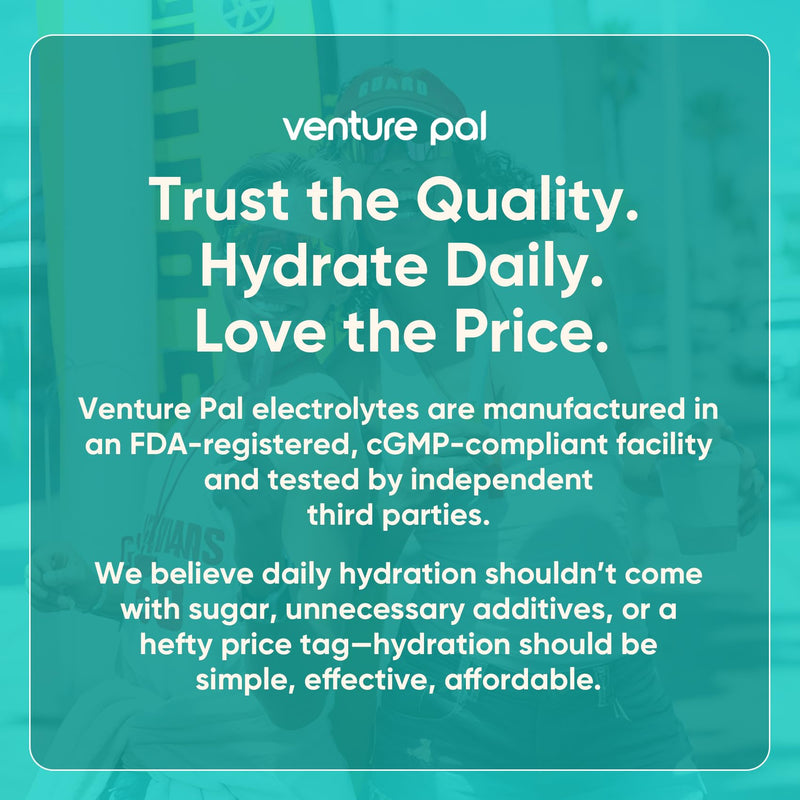 Venture Pal Sugar Free Electrolyte Powder Packets - Liquid Daily IV Drink Mix for Rapid Hydration & Party Recovery | 5 Vitamins & 7 Electrolytes| Keto Friendly | Non-GMO | Certified Vegan | 16 Sticks