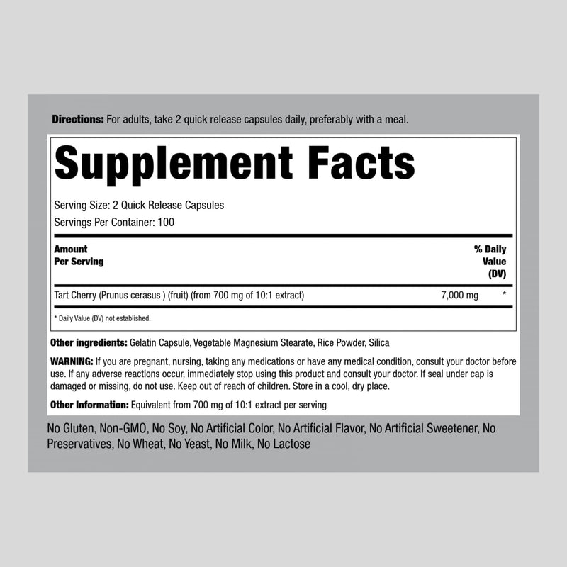 [Australia] - Piping Rock Tart Cherry Extract Capsules | 7000 mg | 200 Pills | Ultra Strength | Non-GMO, Gluten Free Supplement 
