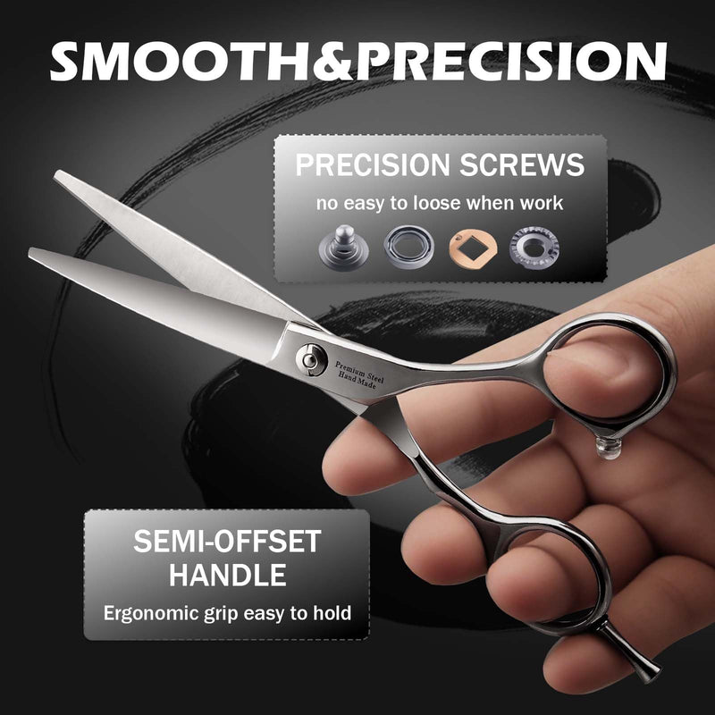 Professional Hair Cutting Scissors - 6” SUS440A Stainless Steel Hair Shears for Cutting - Convex Blade for Ultra-Sharp Smooth Cuts for Hairdressing, Barbers, Salon Home Stylists