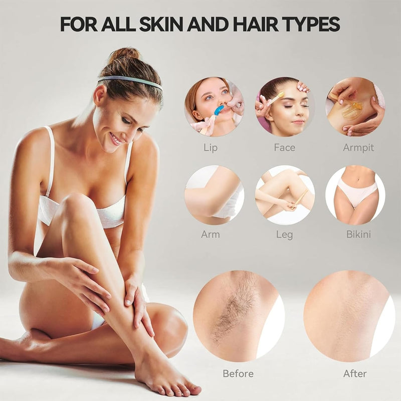 [Australia] - Waxing set wax professional, wax machine with 400g wax beads, 1 silicone bowl, 2 bottles of treatment oil for relaxed skin and effective hair removal through waxing wax warmer 1.35 kg (pack of 1) 