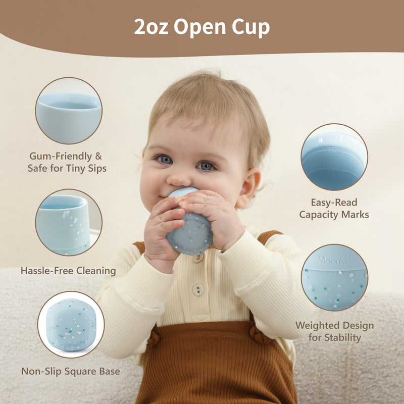 [Australia] - Moonkie Baby Training Cup & Sippy Cup Set | 4 Months+ | Baby-Led Weaning Essential | Gift for Infants (Mint Cup Set, 2 Pack) Mint Cup Set 2 Ounces 