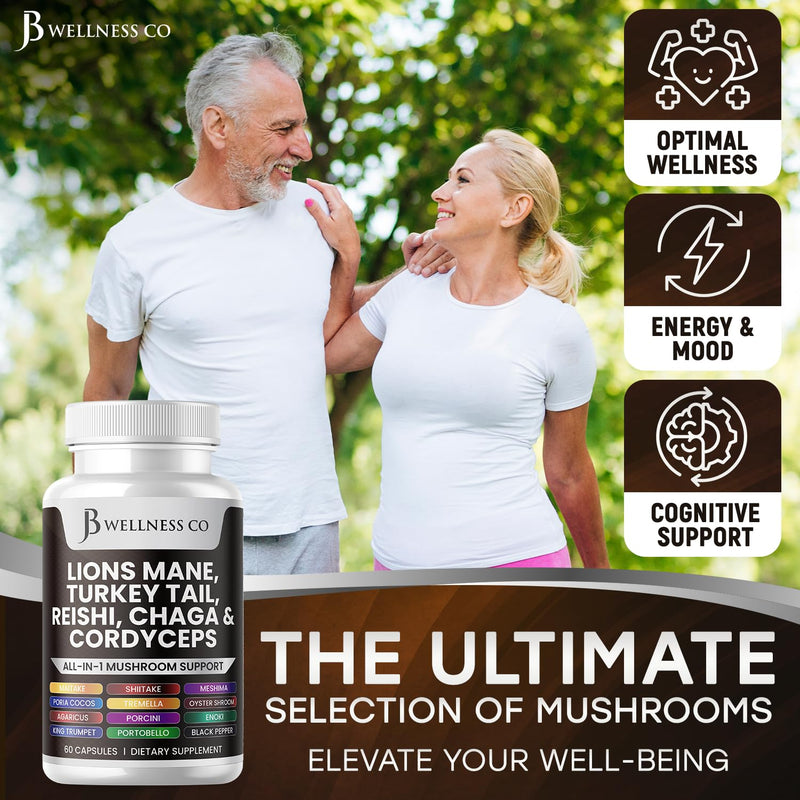 [Australia] - Lions Mane 3000mg Supplement Cognitive Support, Immune Health with Turkey Tail 2000mg 20in1 Mushroom Reishi 1000mg Cordyceps Chaga 1000mg with Marshmallow Root 120 Count 120 Capsules (Pack of 2) 