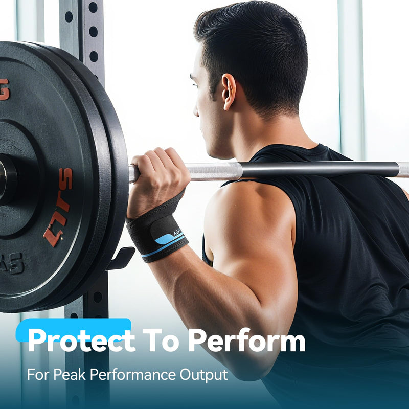 AGPTEK 2 Pack Wrist Hand Brace for Mild Carpal Tunnel Syndrome Arthritis Tendonitis Pain Relief, Adjustable Wrist Support for Weightlifting, Gym, Wrok, Sports, Daily Use-1 Pair 1 Pair