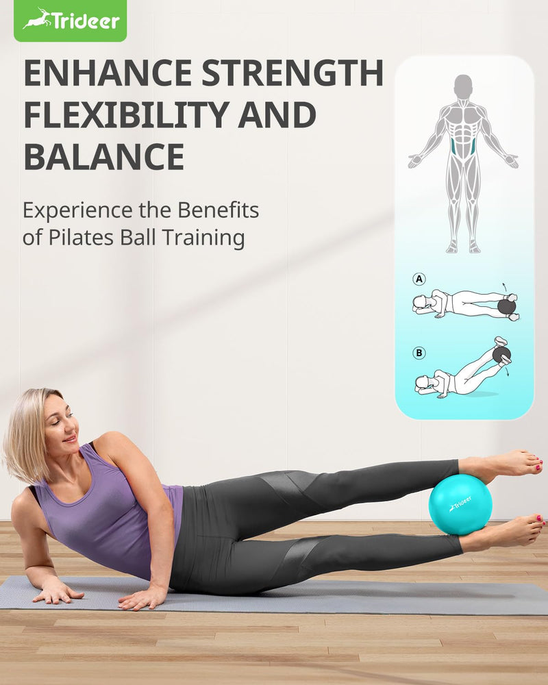 [Australia] - Trideer Pilates Ball 9 Inch with Pump,Core Ball, Mini Pilates Ball for Physical Therapy,Small Exercise Ball Between Knees,Small Workout Ball for Barre,Yoga,Stability,Workout,Office&Home Gym Turkis 