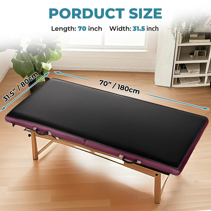 [Australia] - Noverlife 70x32in Massage Table Cover Protector, PU Leather Lash Bed Cover Reusable&Wipeable Esthetician Bed Covers Massage Beds Covers, Replacement Wax Mat for Beauty Salon Spa Tattoo - Black 