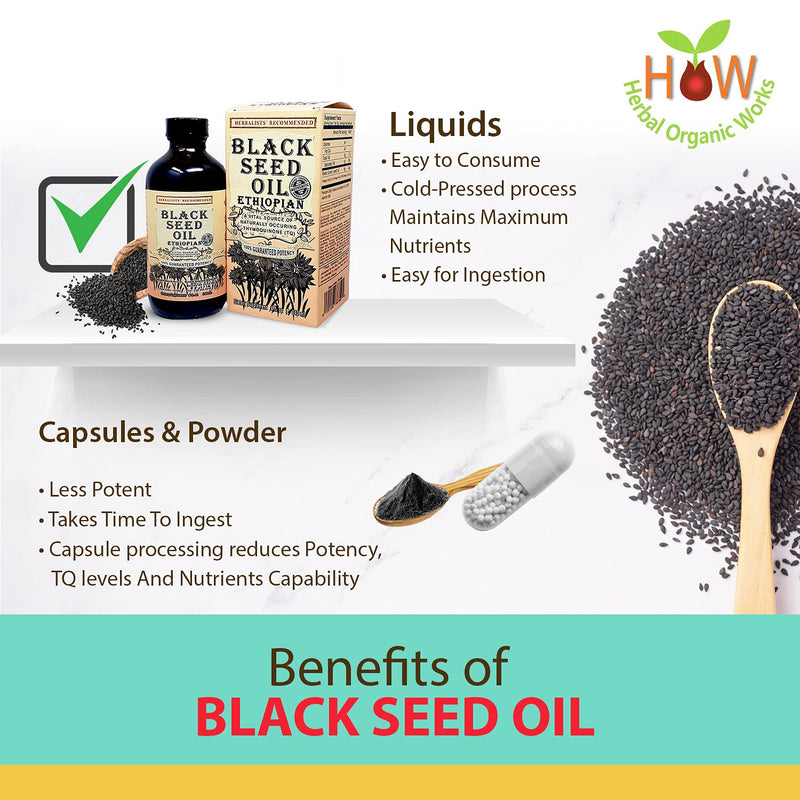 [Australia] - Black Seed Oil 8oz. 100% Ethiopian Pure Black Cumin Seed Oil, 100% Natural Nigella Sativa. 3 Times More Thymoquinone, Cold Pressed in Glass Bottle 8 Fl Oz (Pack of 1) 