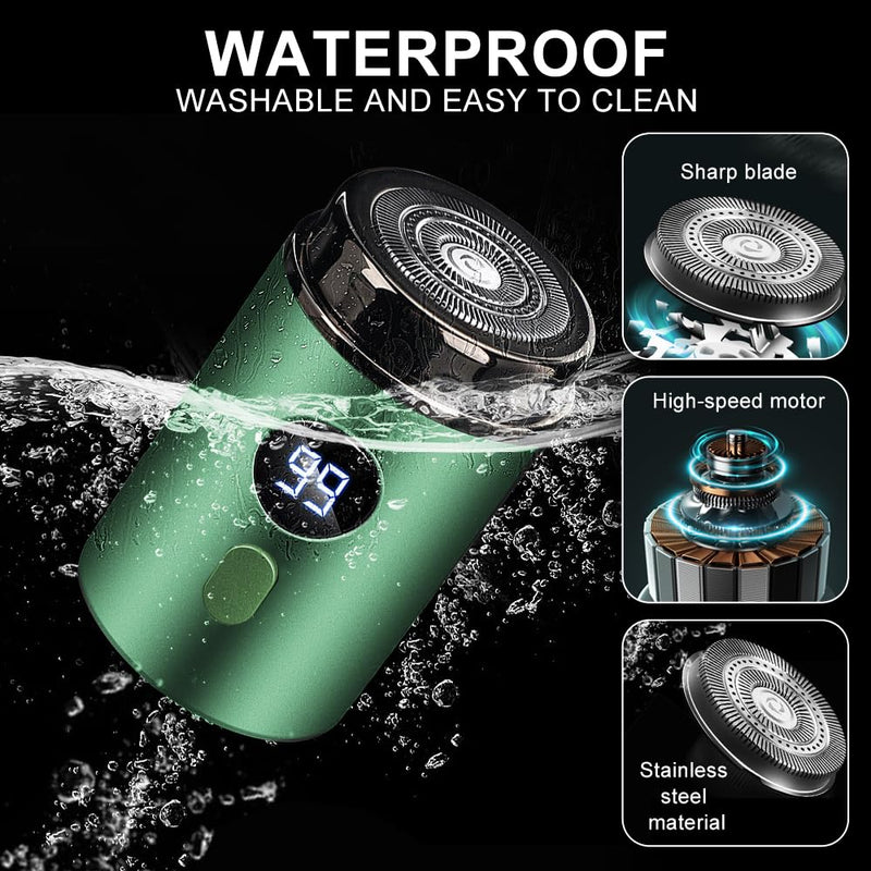 [Australia] - Horuili® Mini Electric Shaver, Portable Electric Mini Shaver, Men's Electric Shaver, USB Rechargeable Shaver, Washable Wet and Dry Shaver (Green) Green 