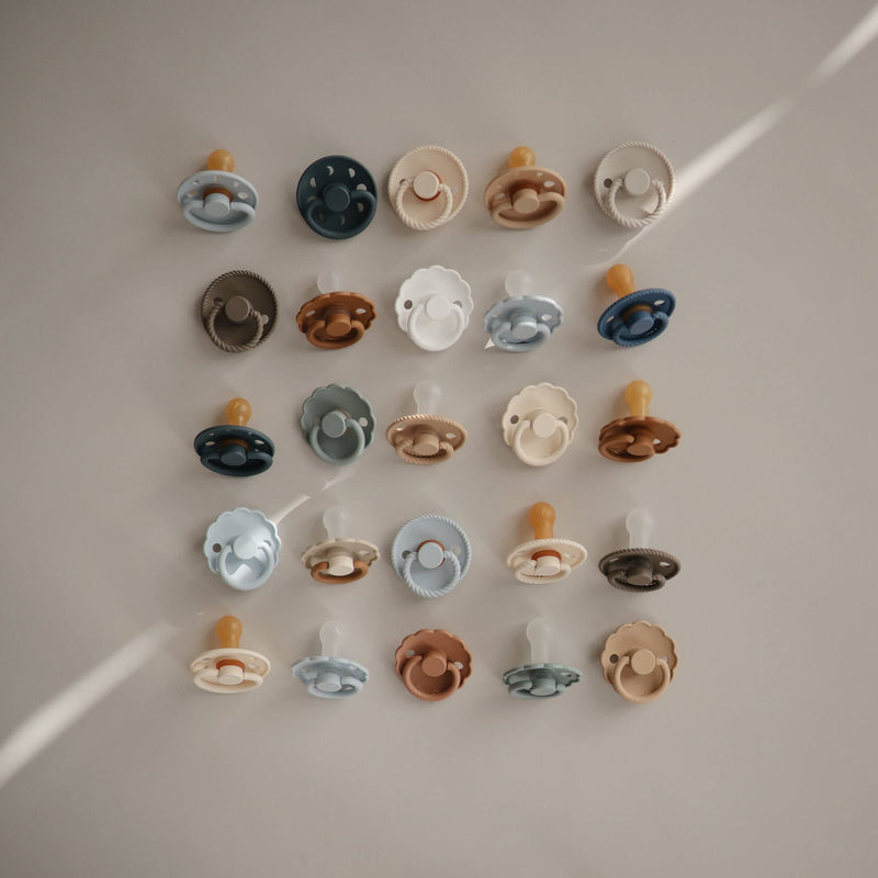 [Australia] - FRIGG Moon Natural Rubber Baby Pacifier | Made in Denmark | BPA-Free (Powder Blue/Slate, 6-18 months) 2-Pack 6-18 Month Powder Blue/Slate 