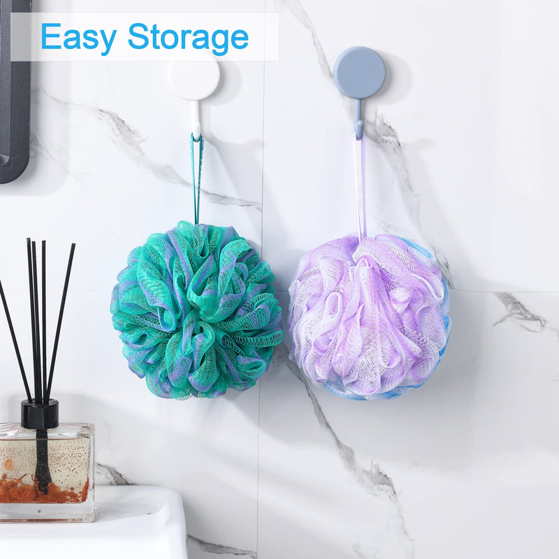 [Australia] - AmazerBath Loofah Sponge 75g/Piece, Exfoliating Bath Sponge Body Scrubber - Loofa Set of 4 Flower Color (Large, Green-Purple) Large (Pack of 4) 
